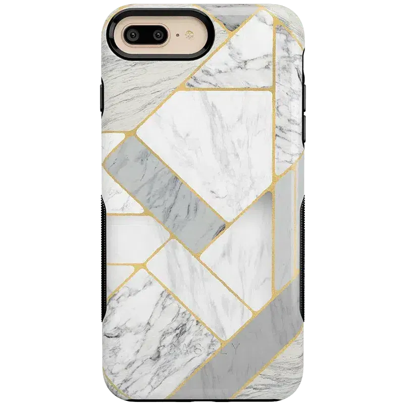 Flash Sale! Sharp Lines | Geo White and Gold Marble Case  Going Fast!