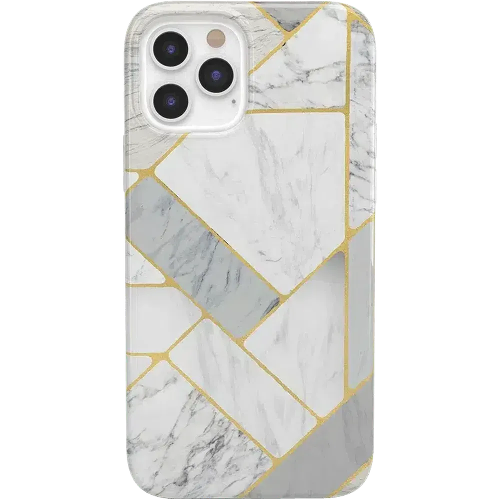Flash Sale! Sharp Lines | Geo White and Gold Marble Case  Going Fast!