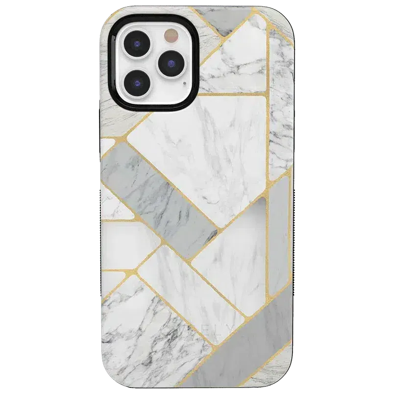 Flash Sale! Sharp Lines | Geo White and Gold Marble Case  Going Fast!