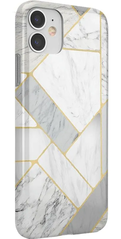 Flash Sale! Sharp Lines | Geo White and Gold Marble Case  Going Fast!