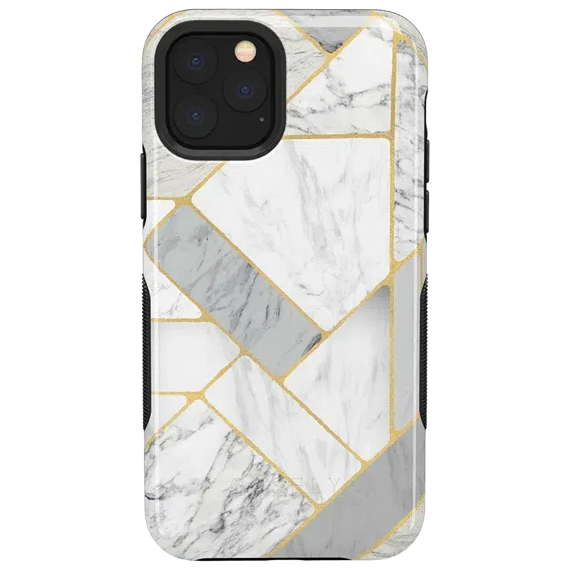 Flash Sale! Sharp Lines | Geo White and Gold Marble Case  Going Fast!