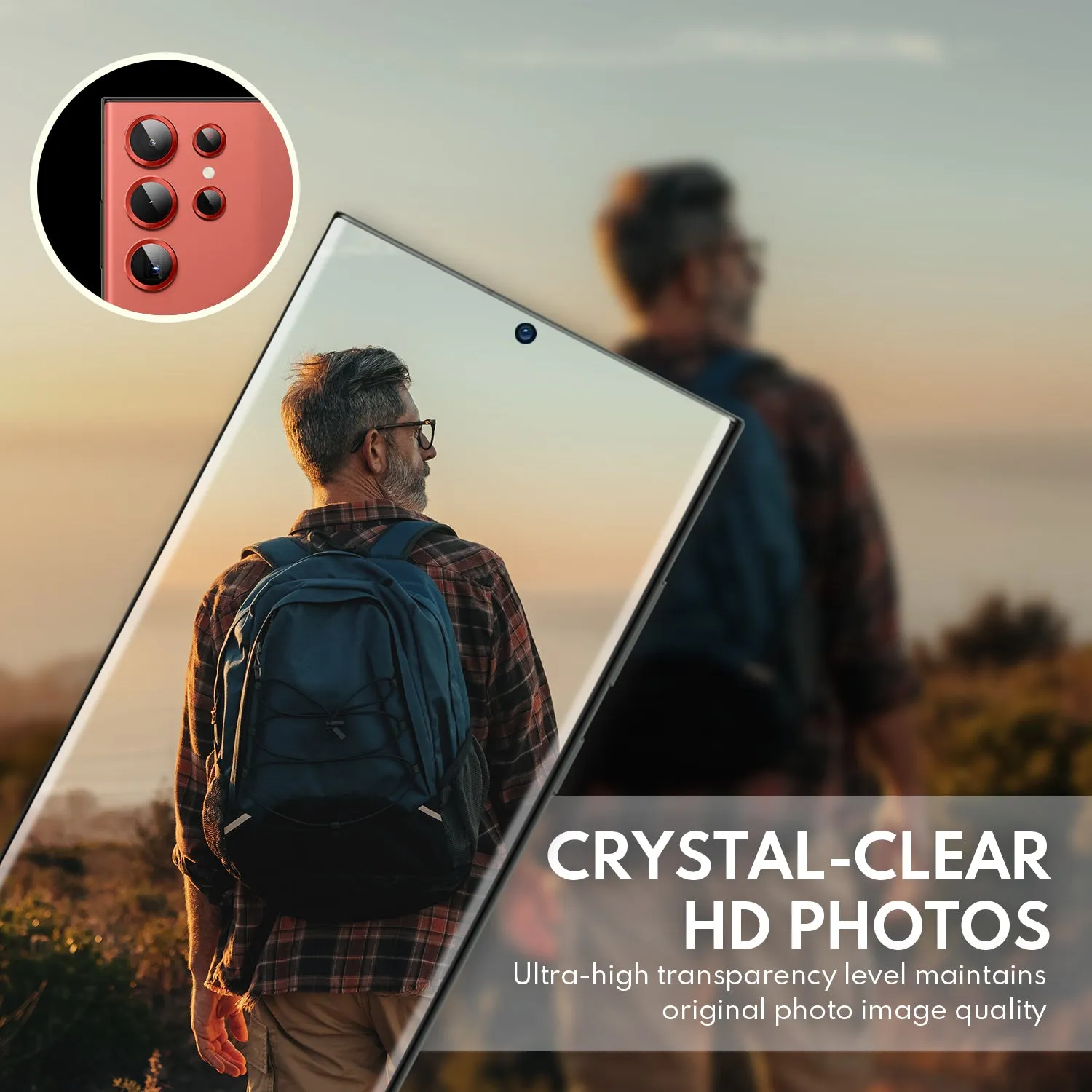 Flash Sale Tempered Glass Camera Lens Protector  for Galaxy S23 Ultra-Red  Last Few Pieces!