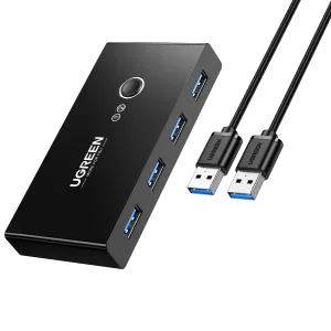 Flash Sale! UGREEN USB 3.0 4-Port Switch With 2 Pack USB Male Cable  Today Only!