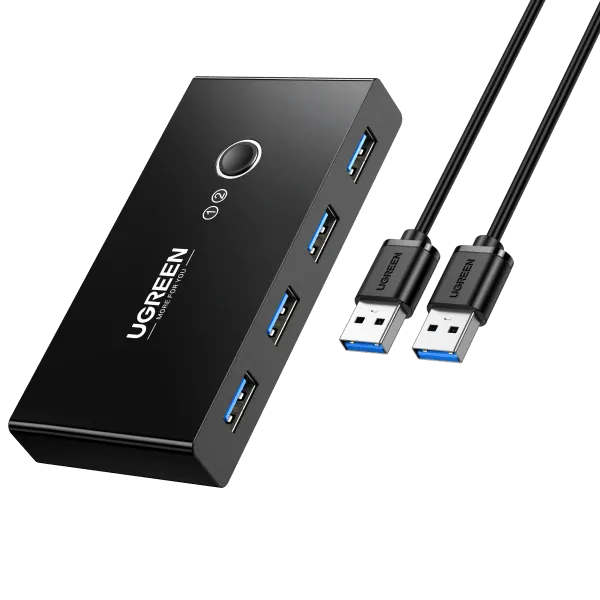 Flash Sale! UGREEN USB 3.0 4-Port Switch With 2 Pack USB Male Cable  Today Only!