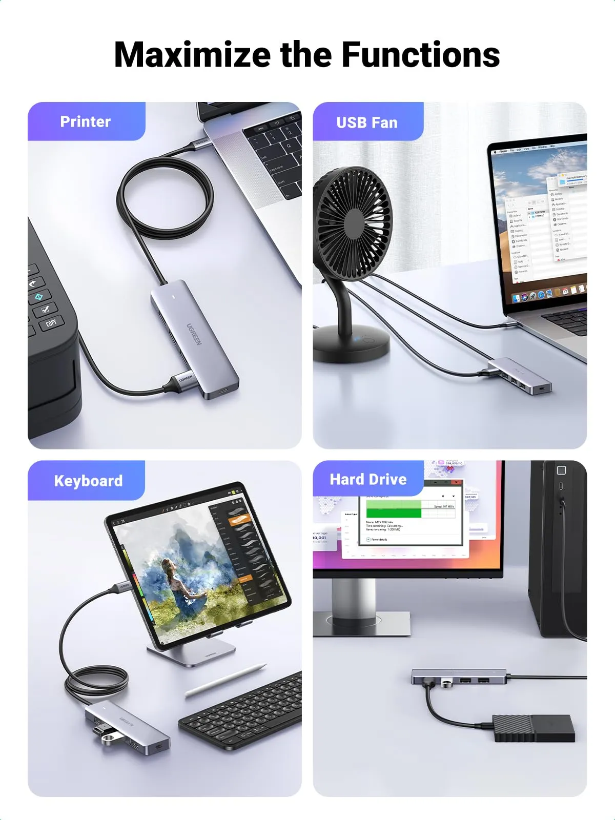 Flash Sale! UGREEN USB C Hub 4 Ports  Dont Miss Out!