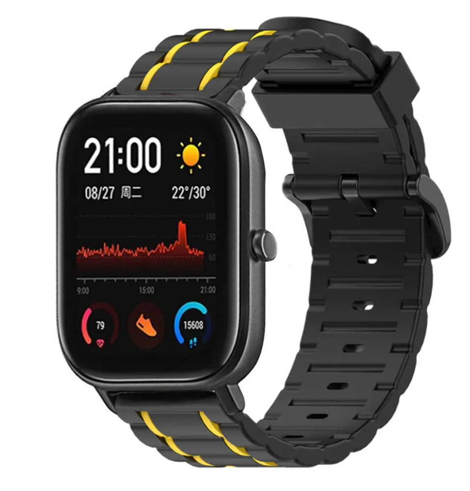 Flash Sale Xiaomi Amazfit GTS Silicone Strap Tough (Black/Yellow)  Limited Stock!