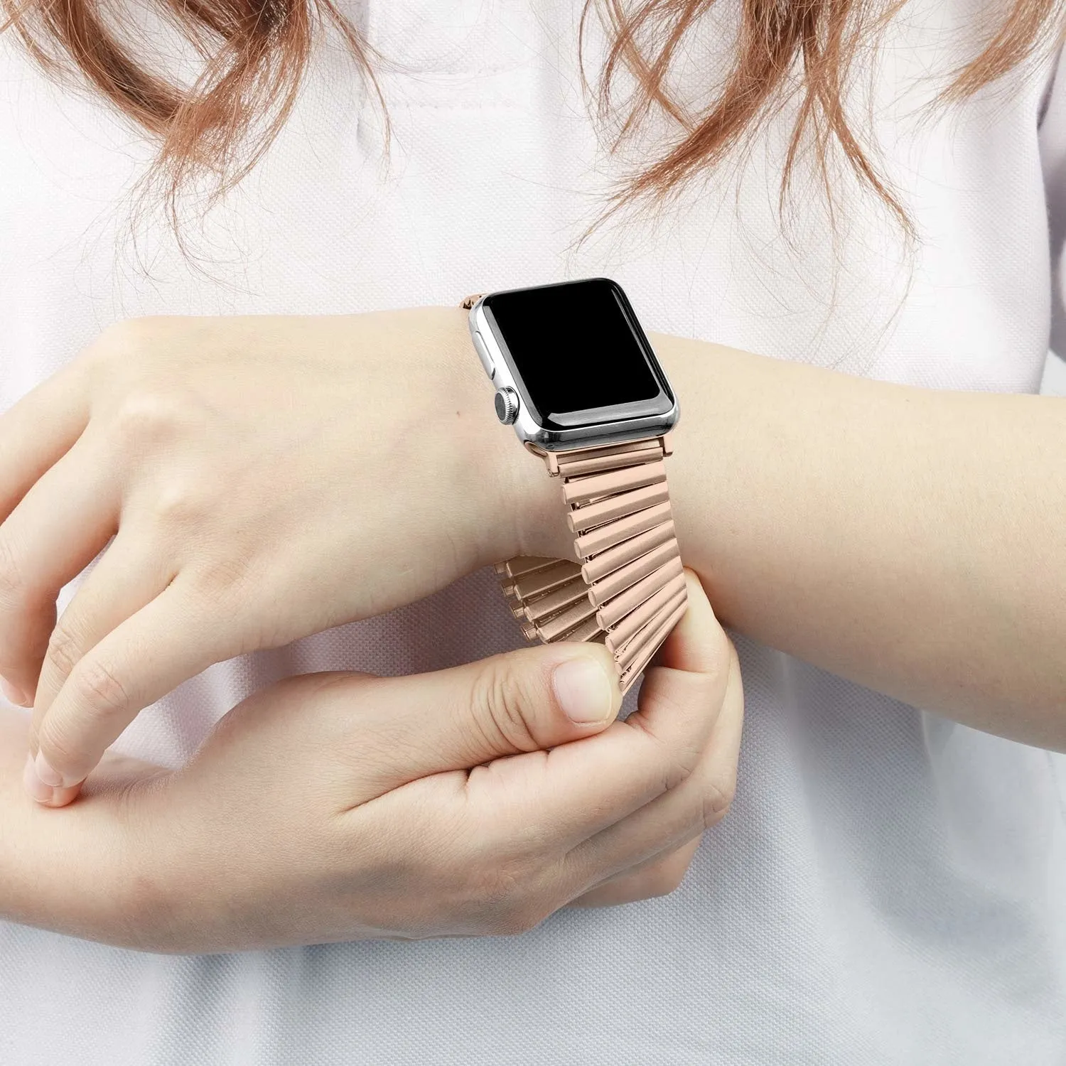 Hot Deal Apple Watch Elastic Steel Strap (Rose Gold)  Last Chance!