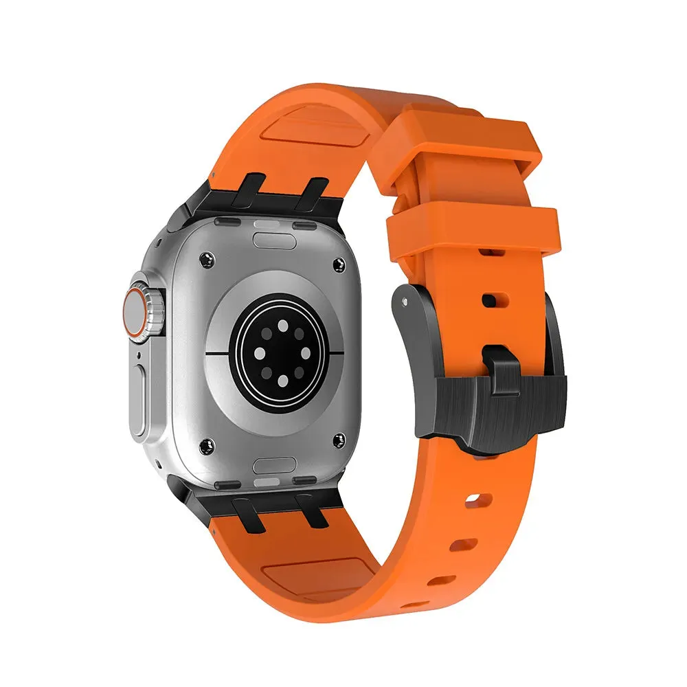 Hot Deal Apple Watch Luxury Liquid Silicone Strap (Orange/Black)  Almost Gone!