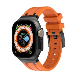 Hot Deal Apple Watch Luxury Liquid Silicone Strap (Orange/Black)  Almost Gone!