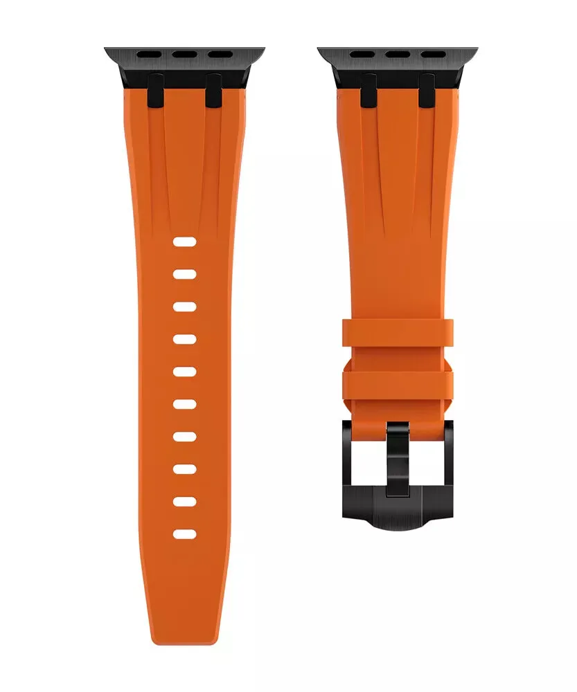 Hot Deal Apple Watch Luxury Liquid Silicone Strap (Orange/Black)  Almost Gone!