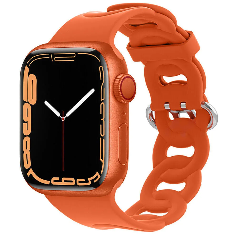 Hot Deal Apple Watch Silicone Chain Strap (Orange)  Limited Stock!