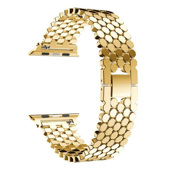 Hot Deal Apple Watch Steel Strap Hexagons (Gold)  Limited Stock!