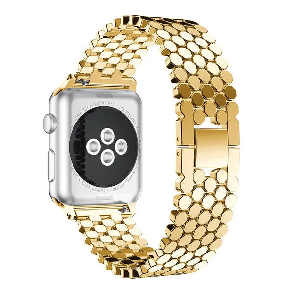 Hot Deal Apple Watch Steel Strap Hexagons (Gold)  Limited Stock!