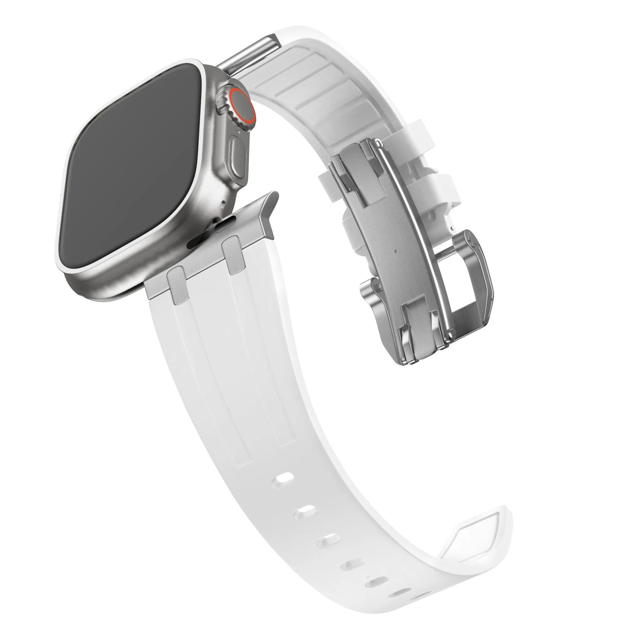 Hot Deal Bandz Apple Watch Silicone Strap 'Luxe Liquid' (White With Silver)  Limited Availability!