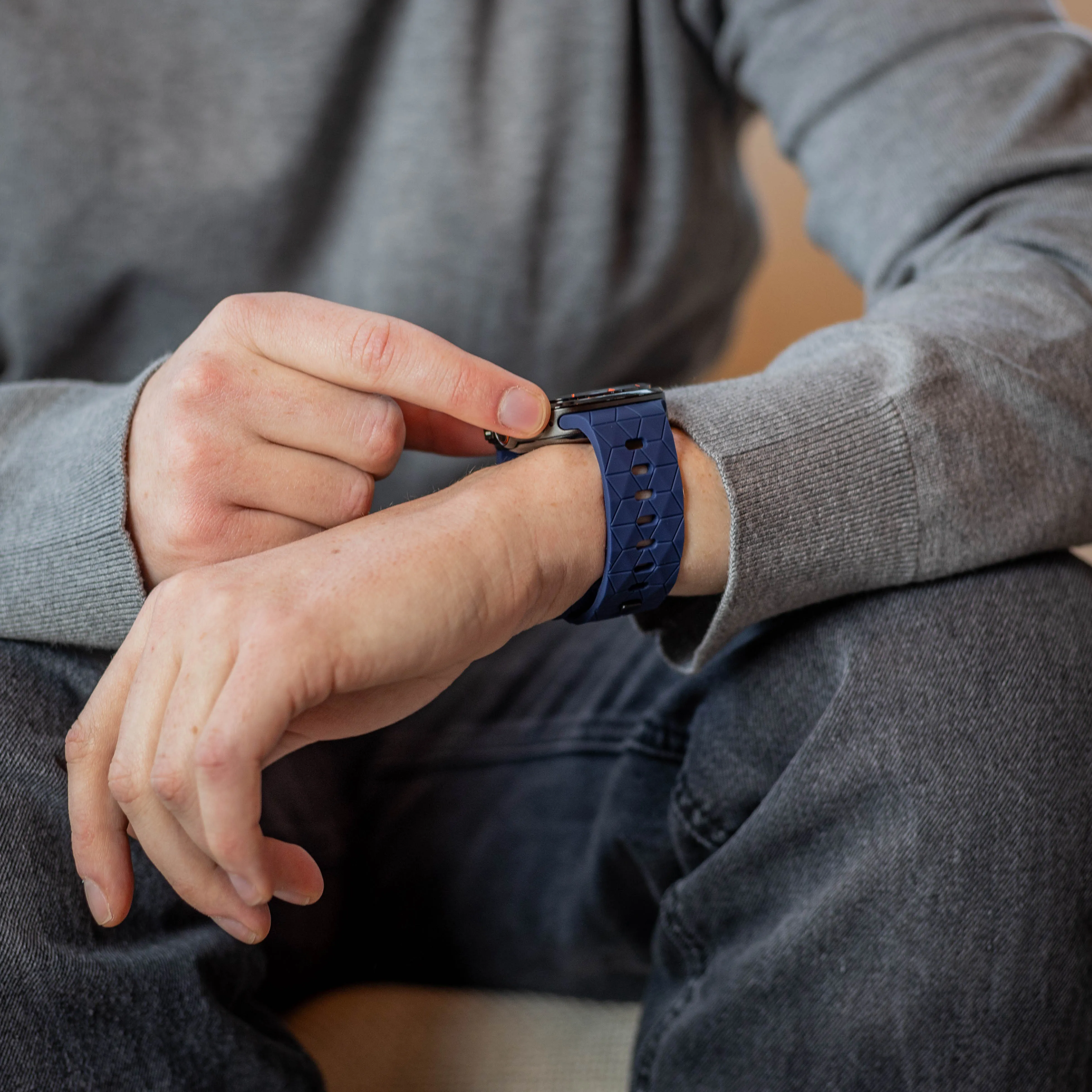 Hot Deal Bandz Samsung Galaxy Watch Ultra Silicone Strap 'Hexagons' (Dark Blue)  Limited Release!