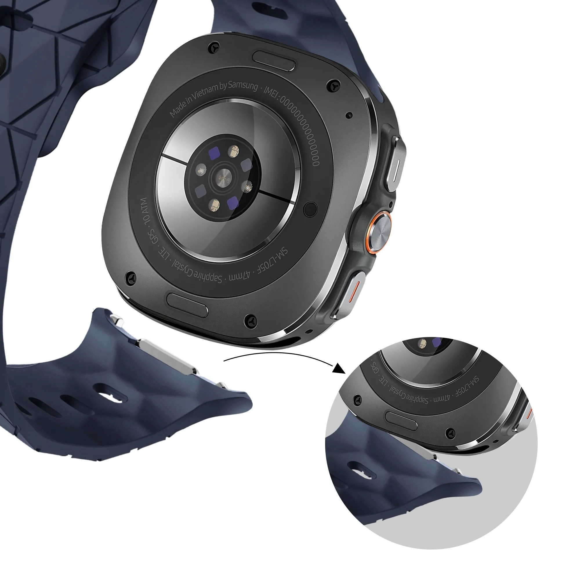 Hot Deal Bandz Samsung Galaxy Watch Ultra Silicone Strap 'Hexagons' (Dark Blue)  Limited Release!