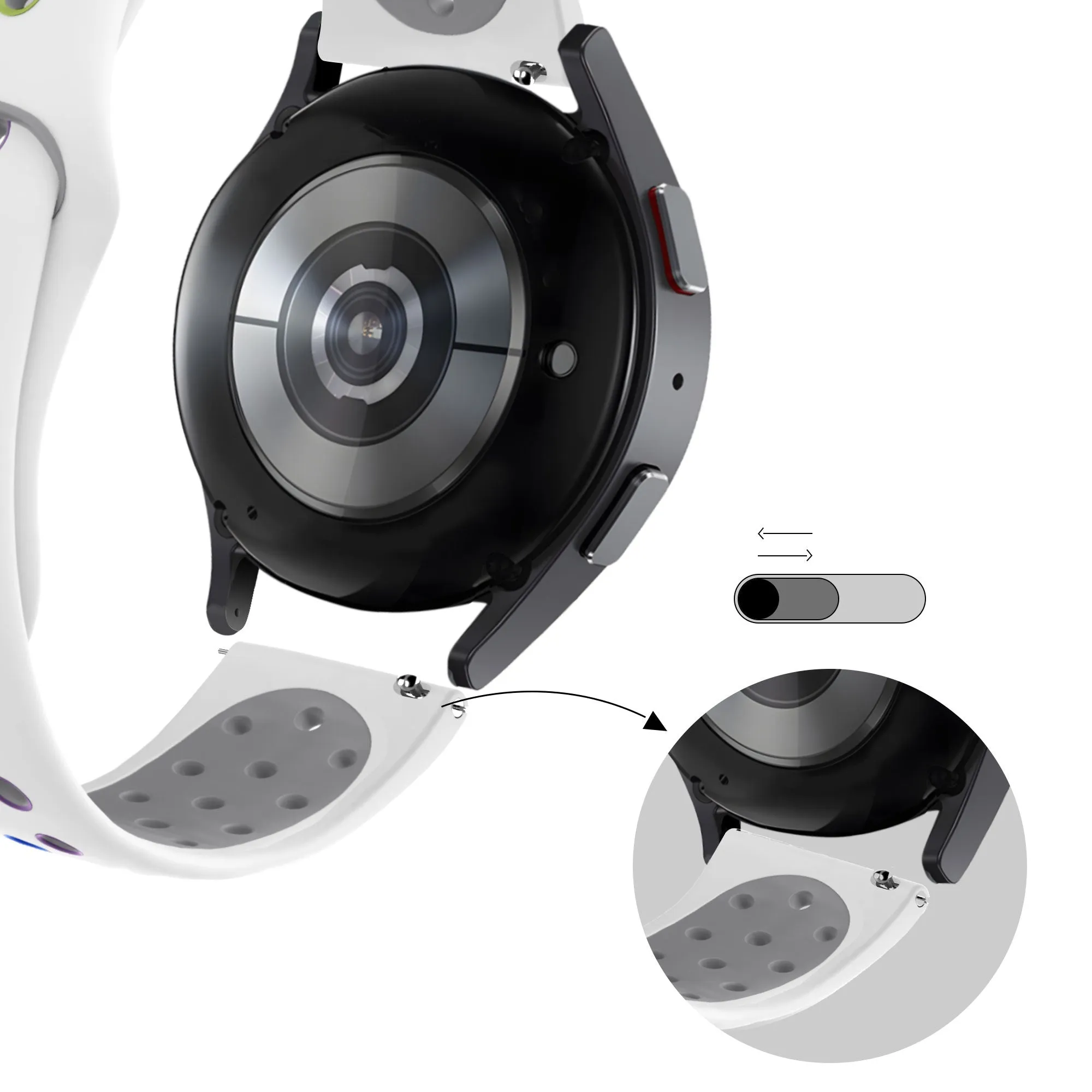 Hot Deal Bandz Xiaomi Amazfit GTS Sport Strap 'Deluxe' (White/Rainbow)  Stylish & Comfortable