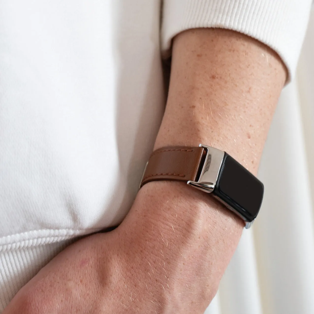 Hot Deal Fitbit Charge 6 Leather Strap (Brown)  Today Only!