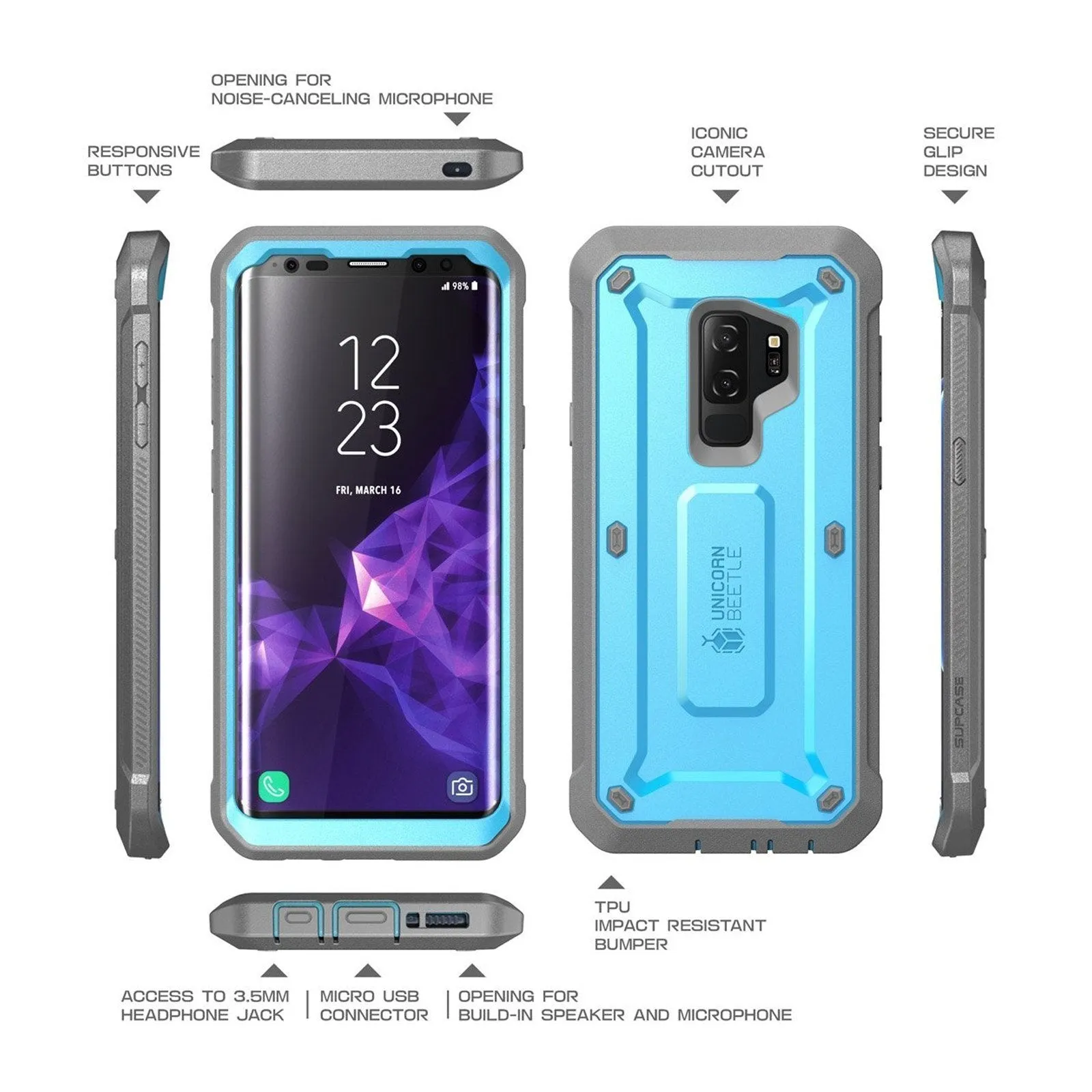 Hot Deal Galaxy S9 Plus Unicorn Beetle Pro Full Body Rugged Case-Blue  Today Only!
