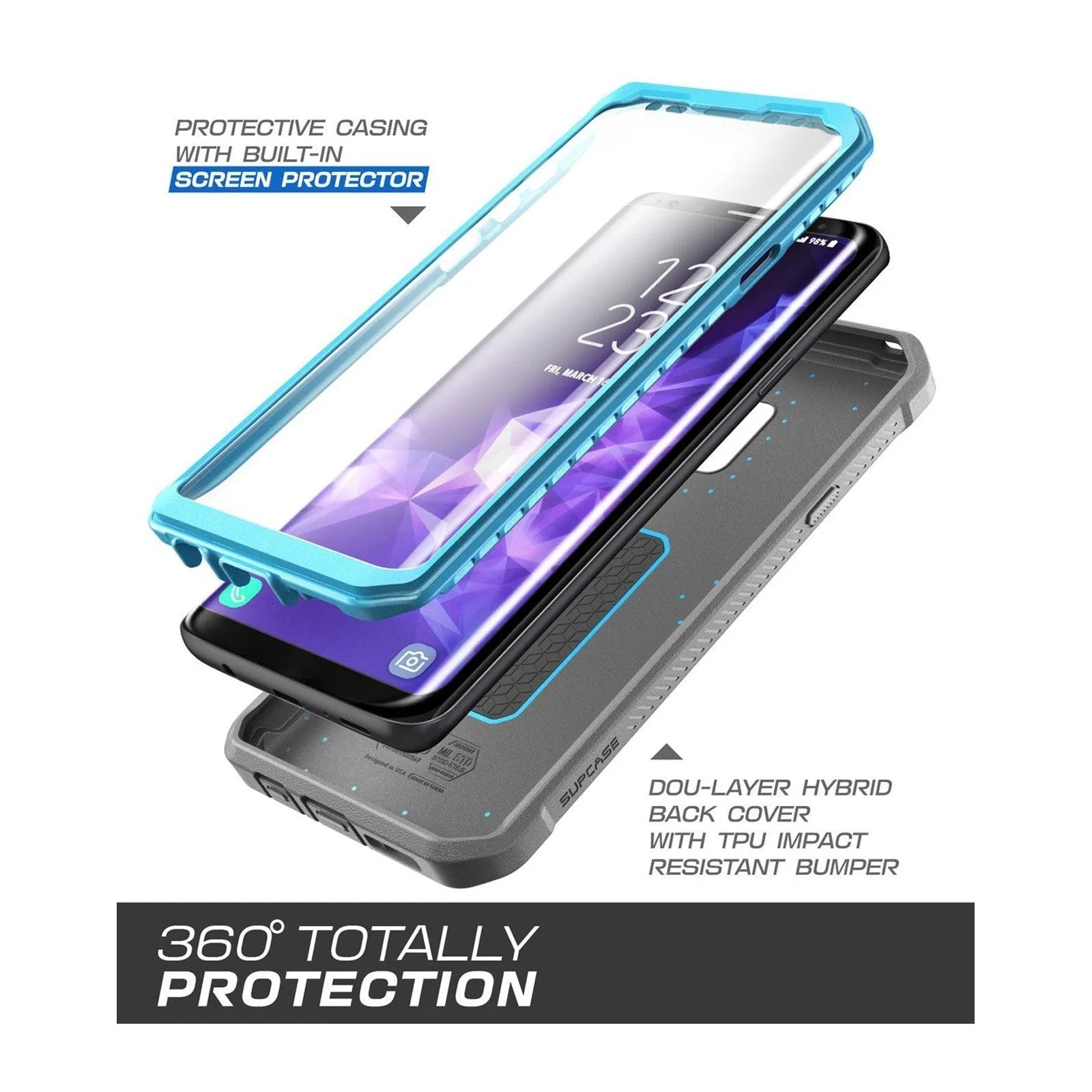 Hot Deal Galaxy S9 Plus Unicorn Beetle Pro Full Body Rugged Case-Blue  Today Only!