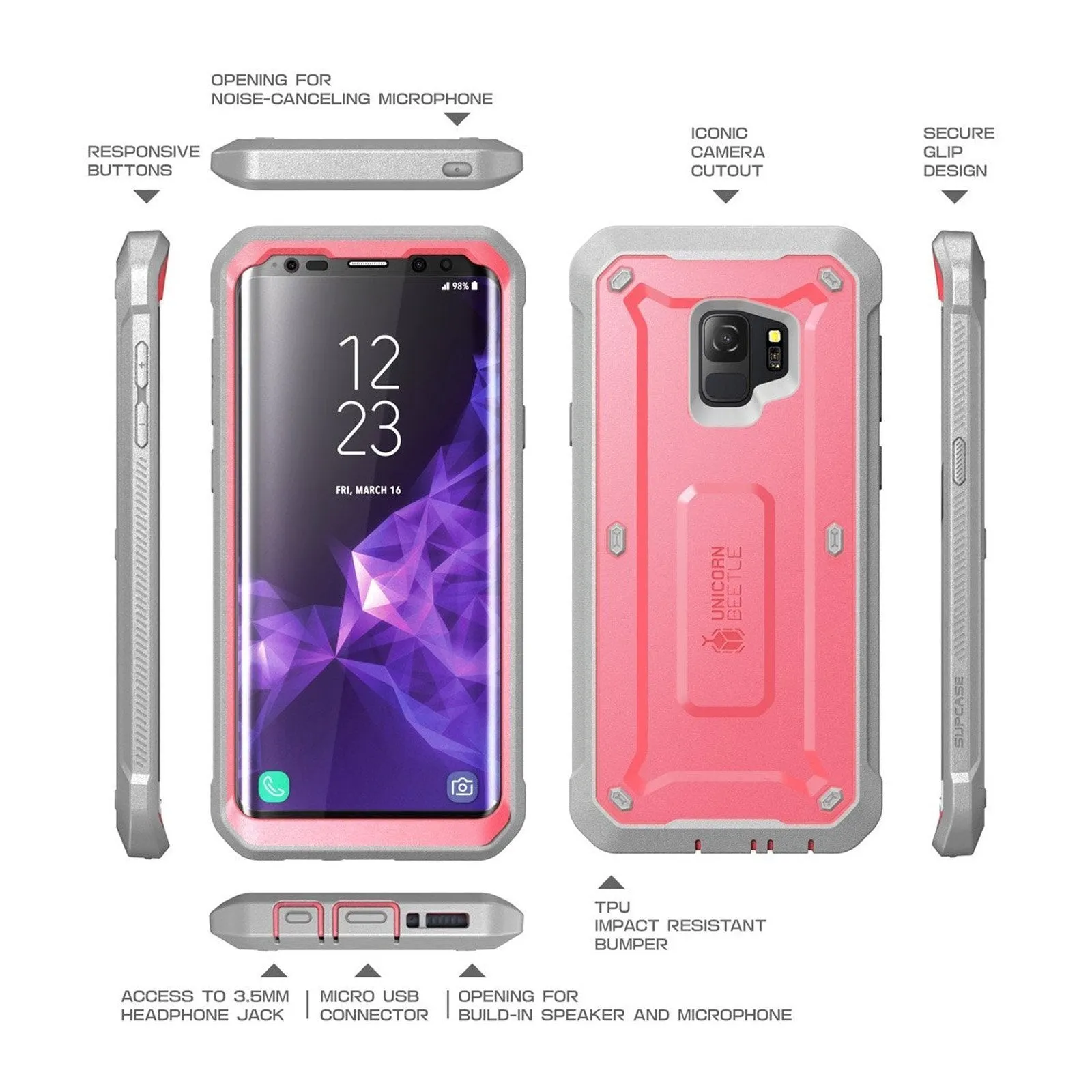 Hot Deal Galaxy S9 Unicorn Beetle Pro Full Body Rugged Holster Case-Pink  Today Only!