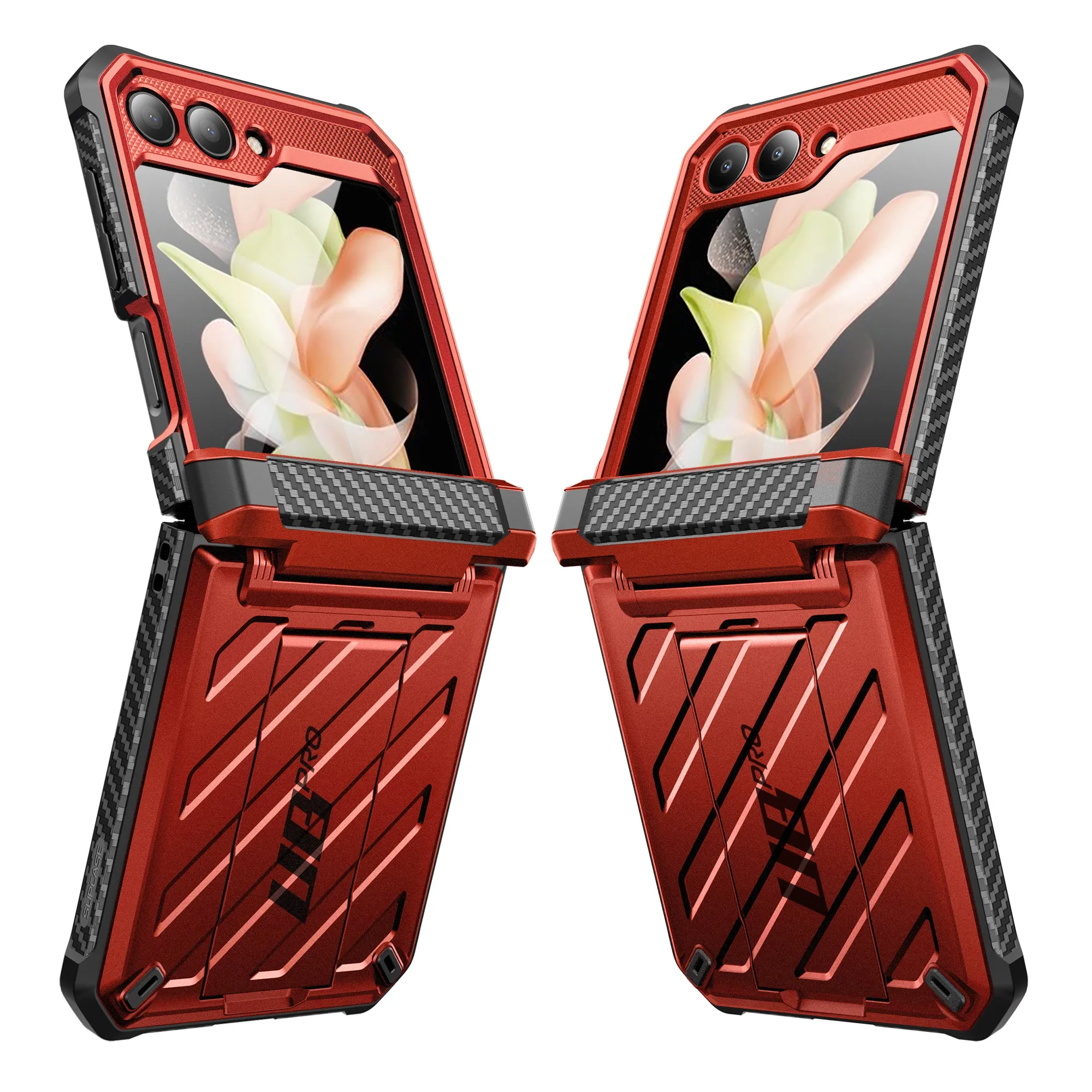Hot Deal Galaxy Z Flip5 Unicorn Beetle PRO Rugged Case with Belt Clip-Metallic Red  Ends Soon!