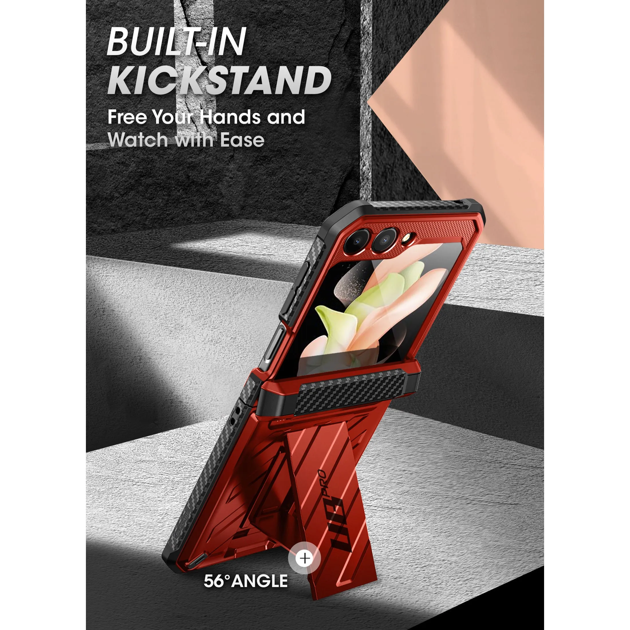 Hot Deal Galaxy Z Flip5 Unicorn Beetle PRO Rugged Case with Belt Clip-Metallic Red  Ends Soon!