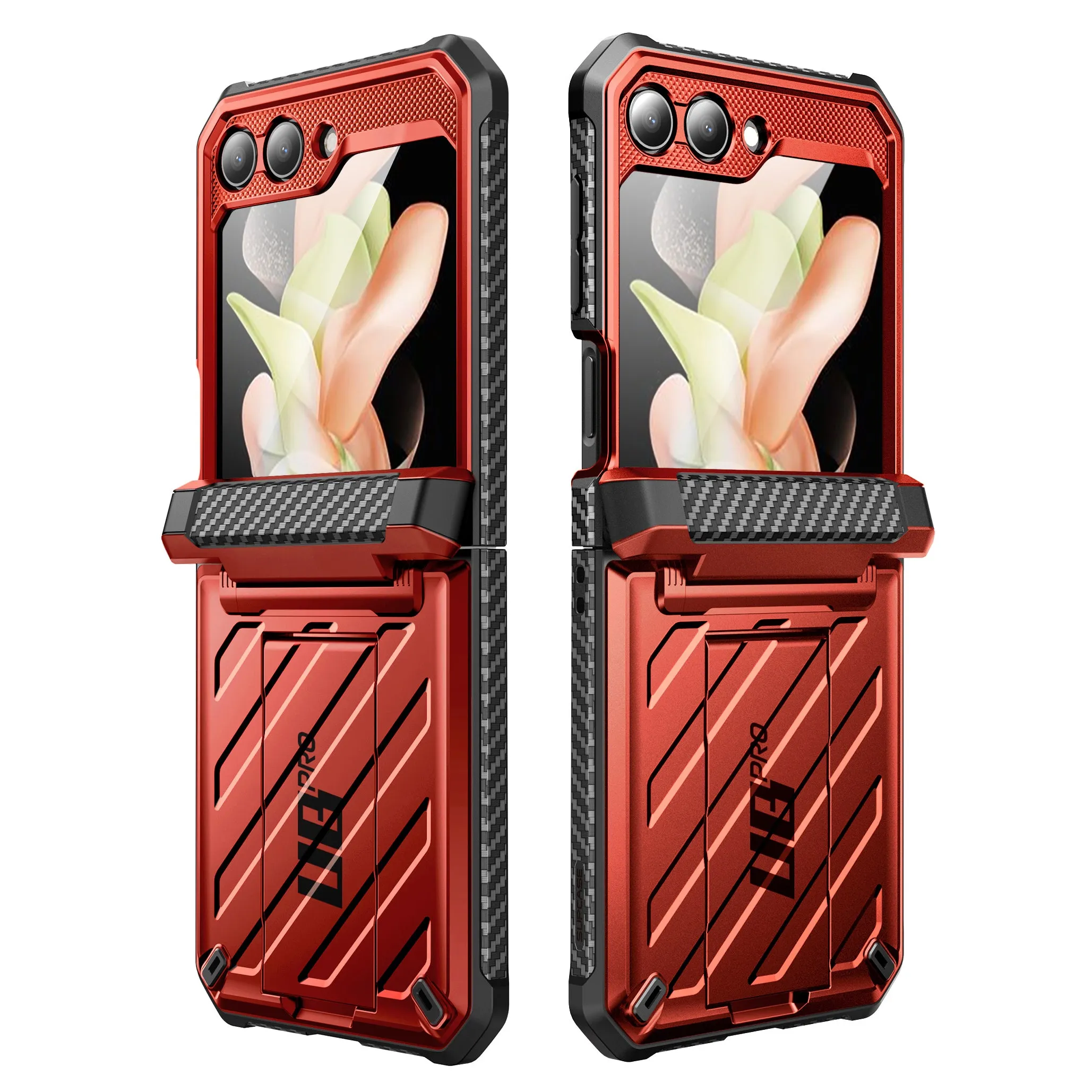 Hot Deal Galaxy Z Flip5 Unicorn Beetle PRO Rugged Case with Belt Clip-Metallic Red  Ends Soon!