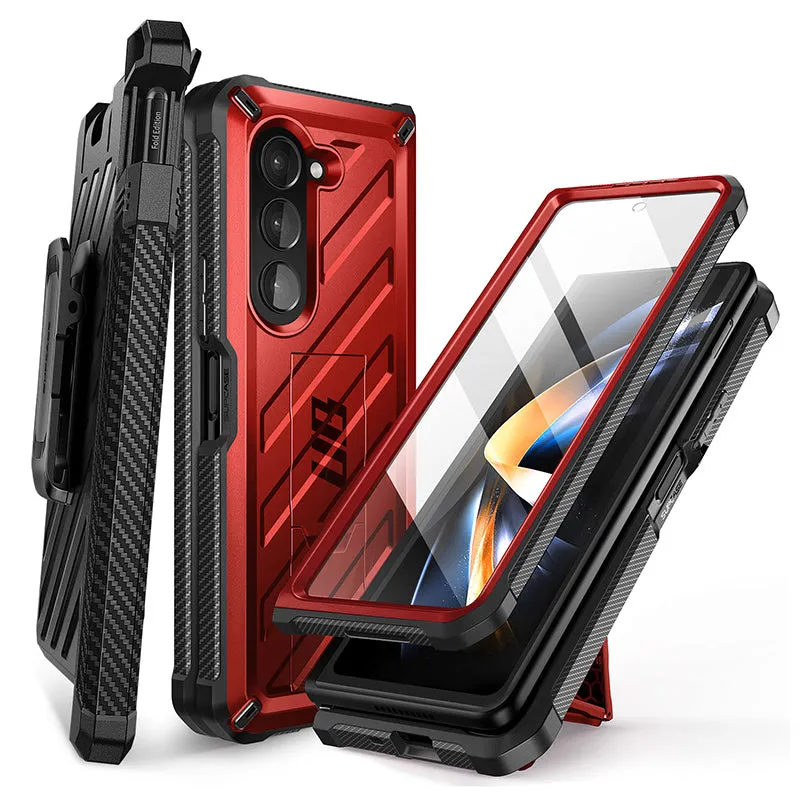 Hot Deal Galaxy Z Fold5 Unicorn Beetle Kickstand Case with Screen Protector-Metallic Red  Today Only!