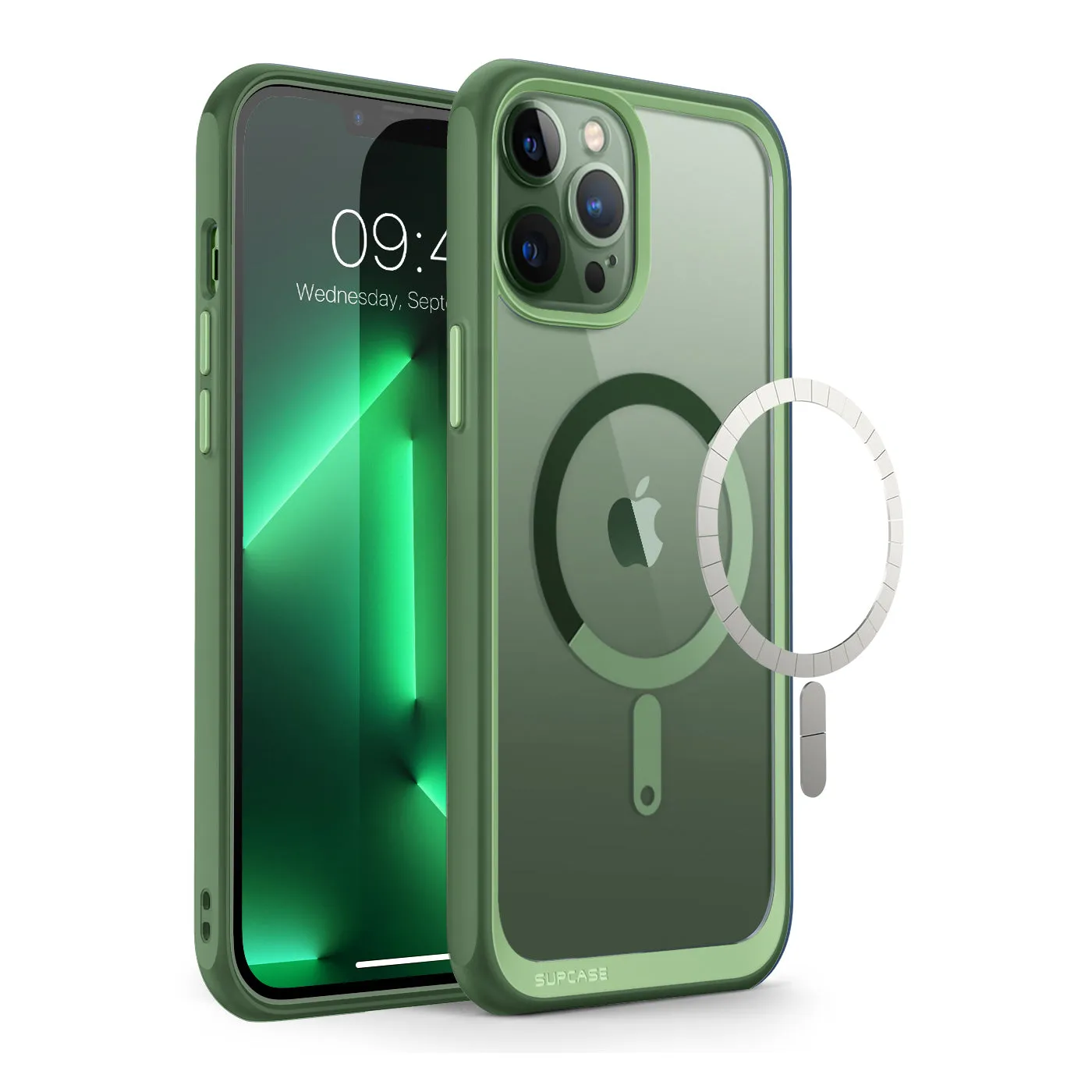 Hot Deal iPhone 13 Pro 6.1 inch Unicorn Beetle MAG Slim Clear MagSafe Case-Green  Last Few Pieces!