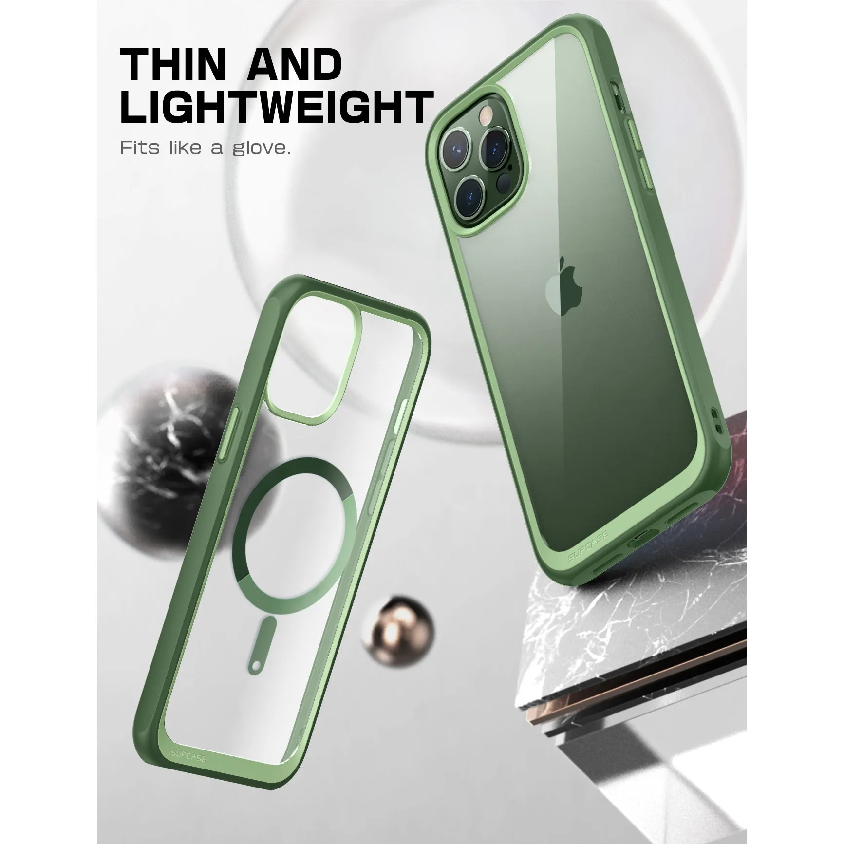 Hot Deal iPhone 13 Pro 6.1 inch Unicorn Beetle MAG Slim Clear MagSafe Case-Green  Last Few Pieces!