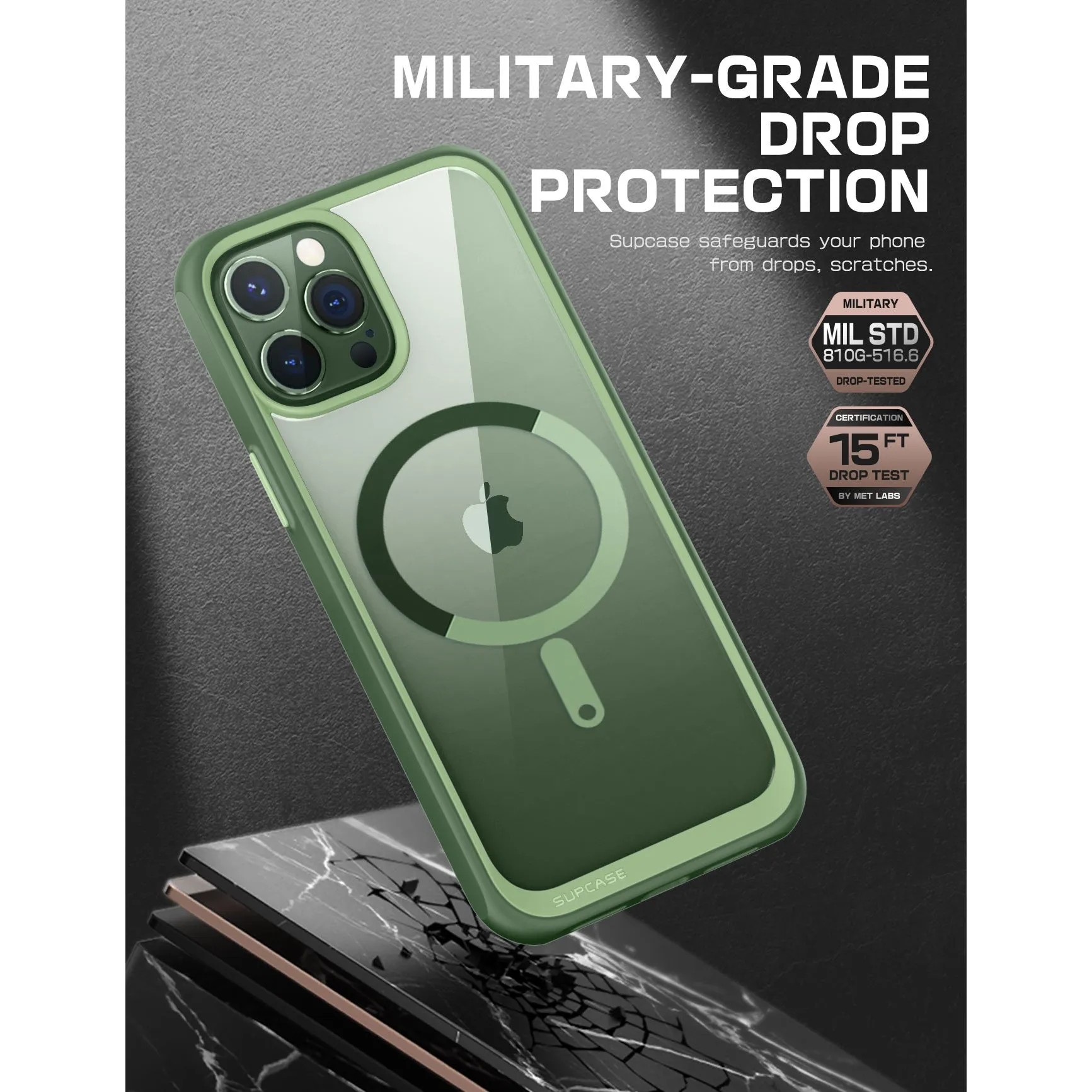 Hot Deal iPhone 13 Pro 6.1 inch Unicorn Beetle MAG Slim Clear MagSafe Case-Green  Last Few Pieces!