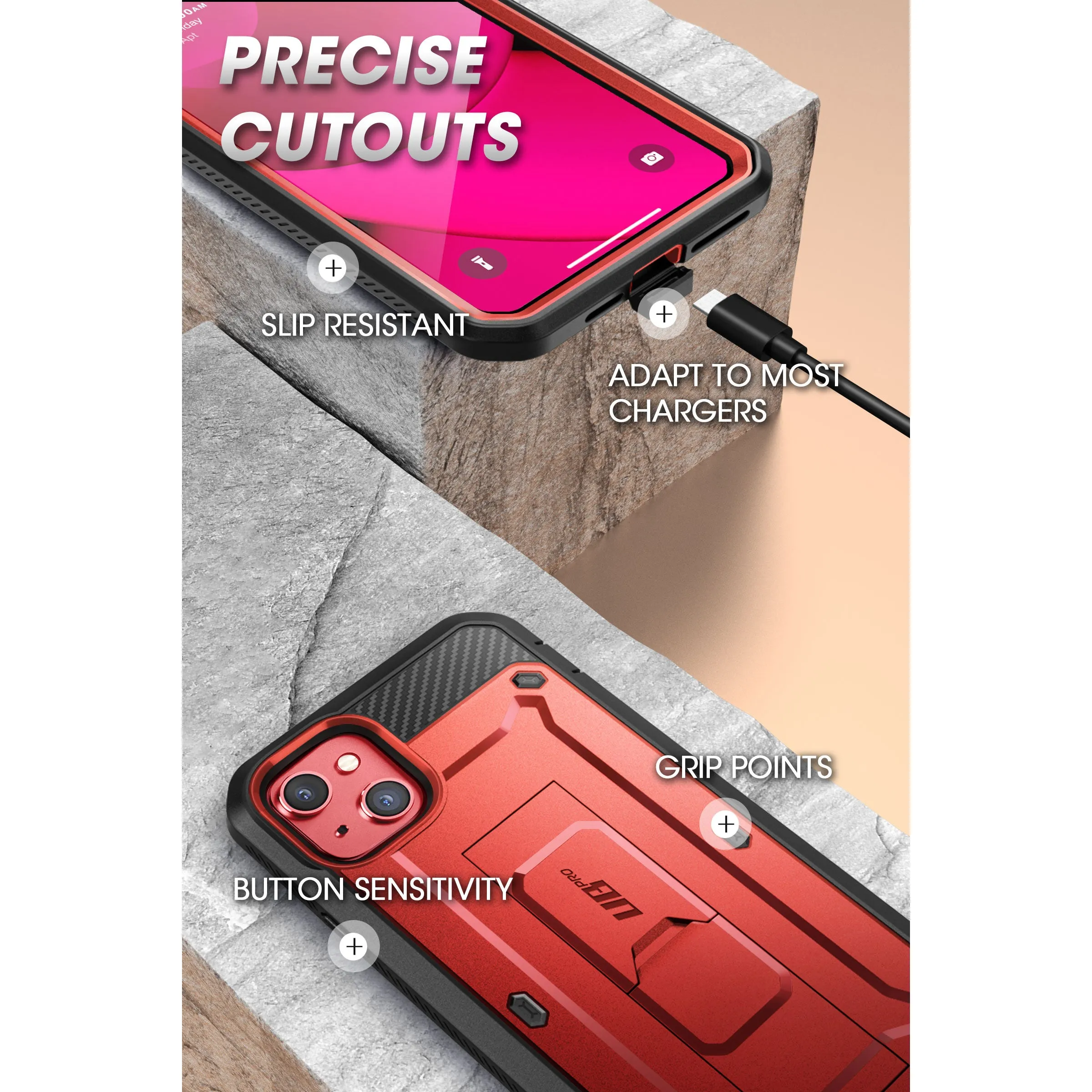 Hot Deal iPhone 14 6.1 inch Unicorn Beetle PRO Rugged Case-Metallic Red  Limited Release!