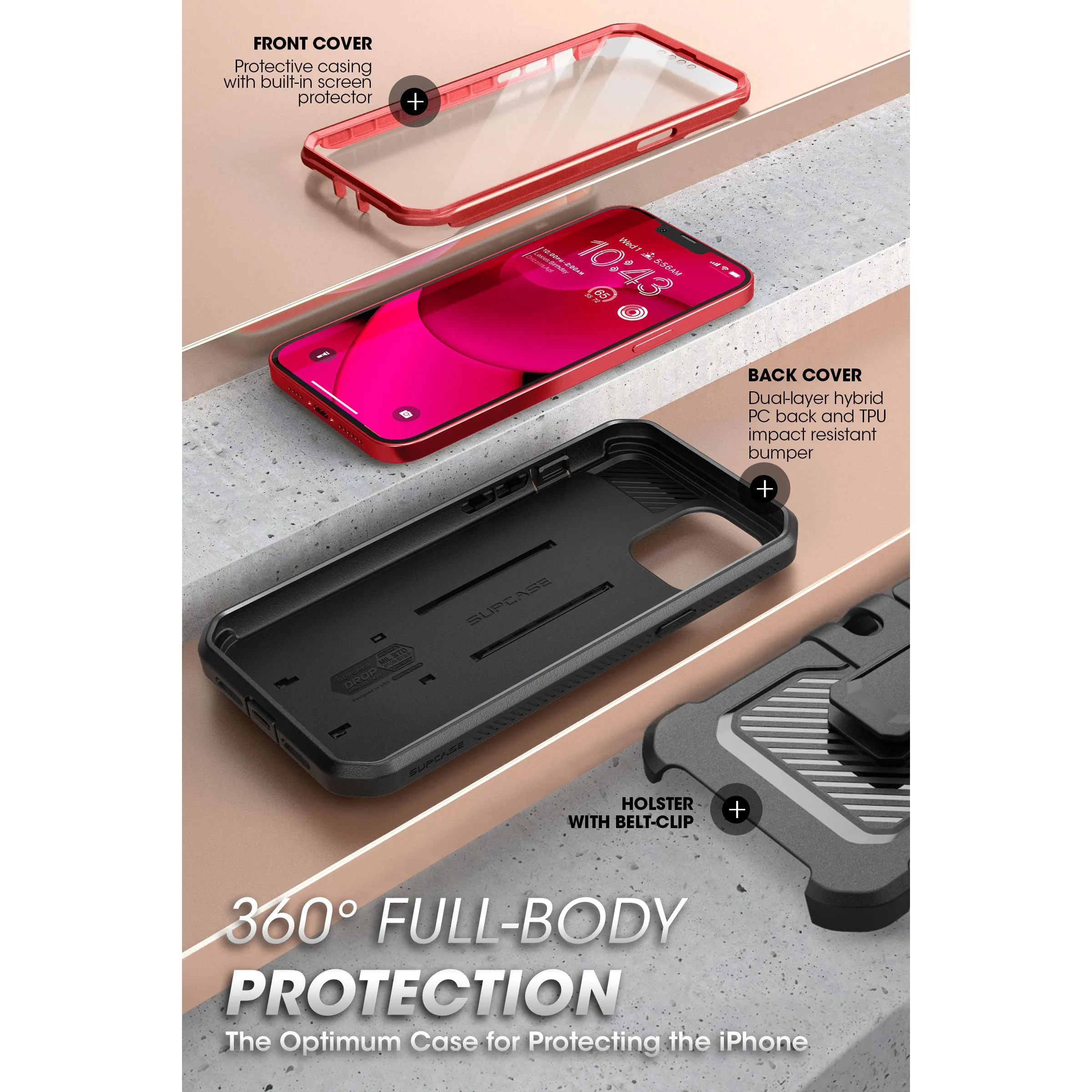 Hot Deal iPhone 14 6.1 inch Unicorn Beetle PRO Rugged Case-Metallic Red  Limited Release!