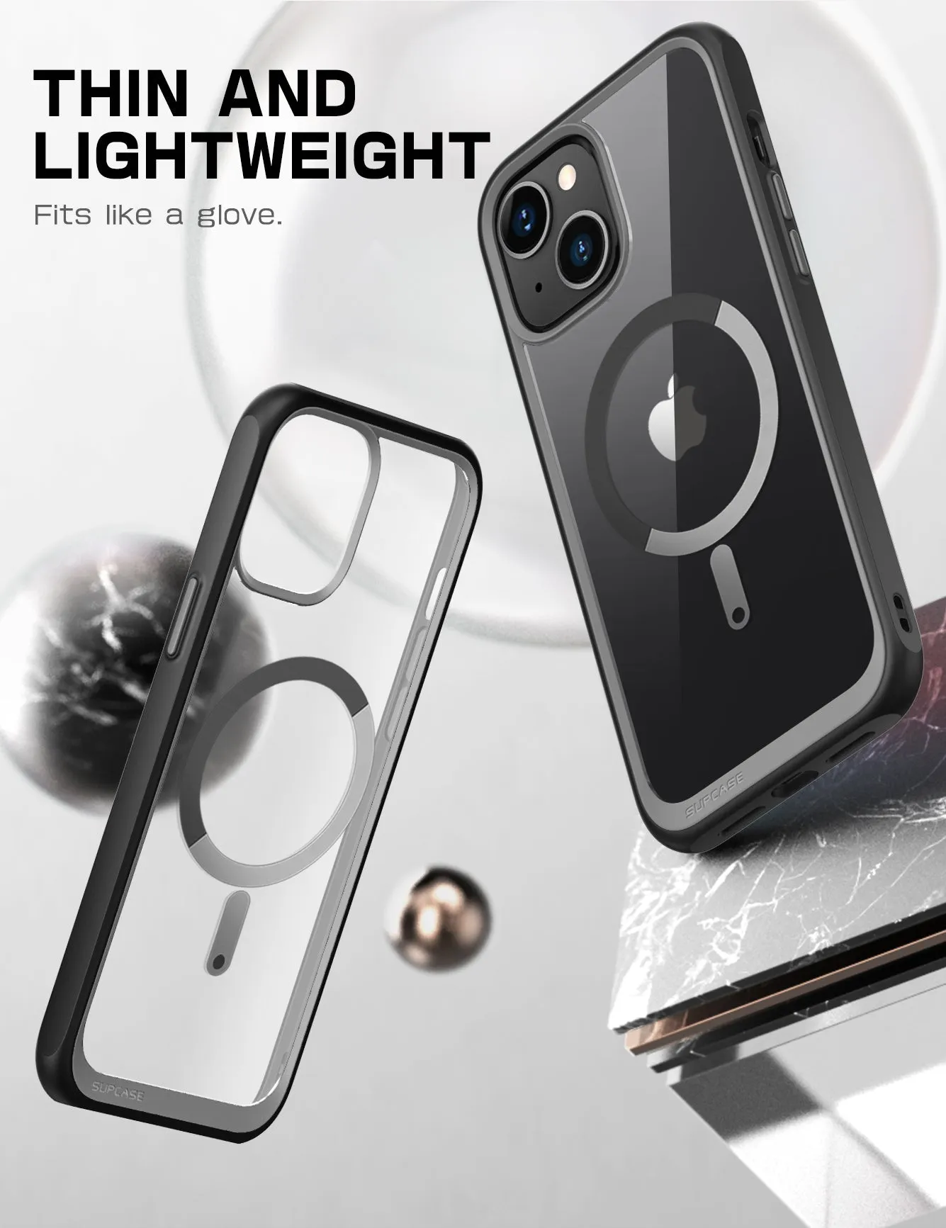 Hot Deal iPhone 14 Plus 6.7 inch Unicorn Beetle MAG Slim Clear MagSafe Case-Black  Limited Availability!