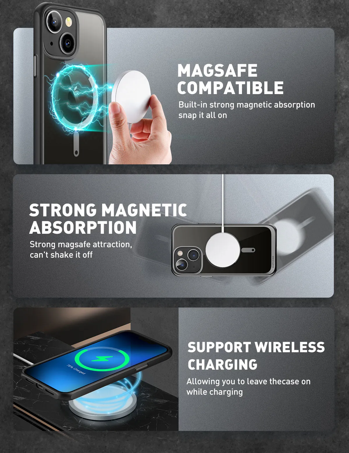 Hot Deal iPhone 14 Plus 6.7 inch Unicorn Beetle MAG Slim Clear MagSafe Case-Black  Limited Availability!