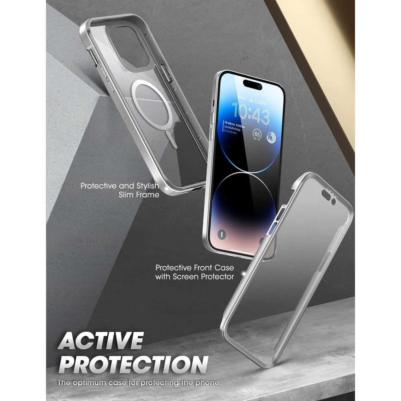 Hot Deal iPhone 14 Pro Max 6.7 inch Unicorn Beetle EDGE MAG with Screen Protector Clear Case-Silver  Limited Release!