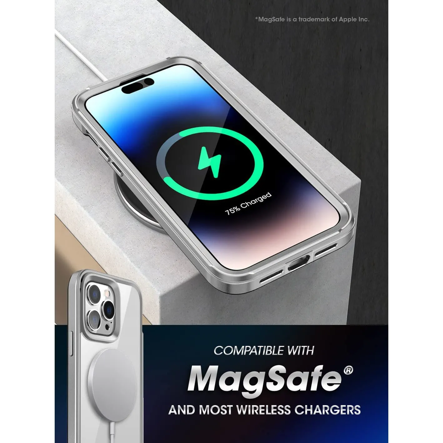 Hot Deal iPhone 14 Pro Max 6.7 inch Unicorn Beetle EDGE MAG with Screen Protector Clear Case-Silver  Limited Release!