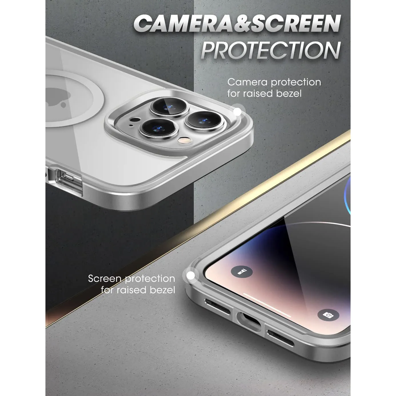 Hot Deal iPhone 14 Pro Max 6.7 inch Unicorn Beetle EDGE MAG with Screen Protector Clear Case-Silver  Limited Release!