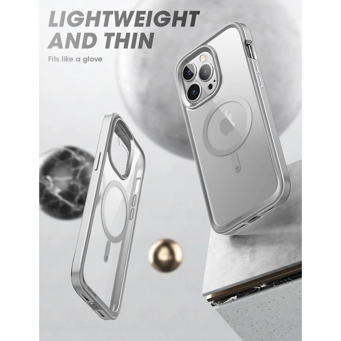 Hot Deal iPhone 14 Pro Max 6.7 inch Unicorn Beetle EDGE MAG with Screen Protector Clear Case-Silver  Limited Release!