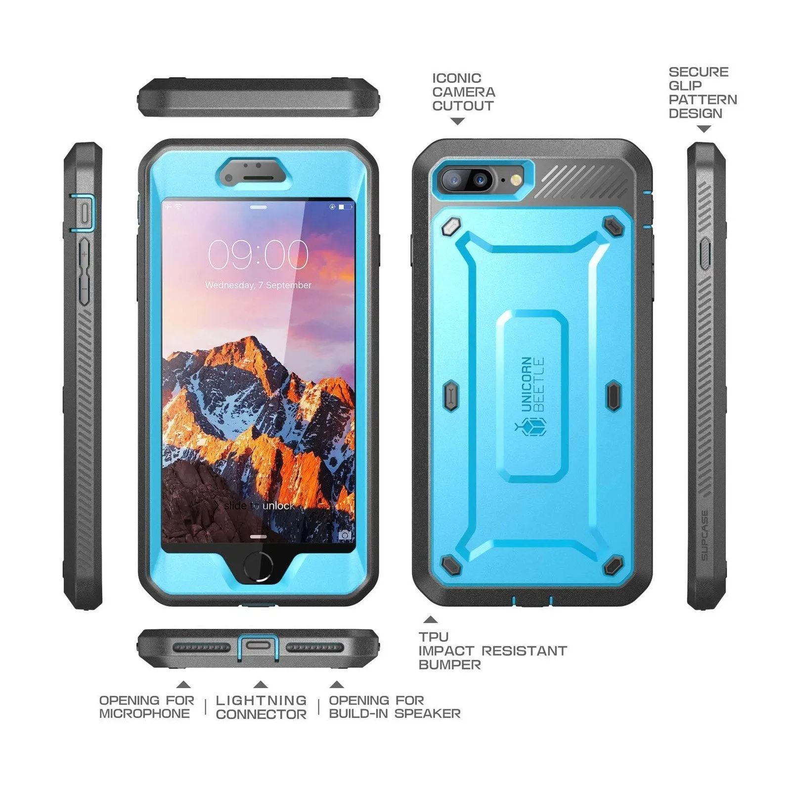 Hot Deal iPhone 7 Unicorn Beetle Pro Holster Case-Blue  Almost Gone!