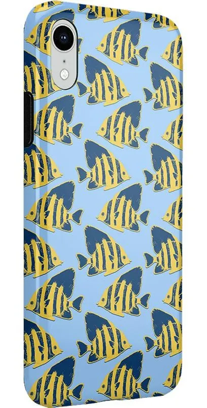 Hot Deal Something's Fishy | Navy Blue & Yellow Fish Print Case  Almost Gone!
