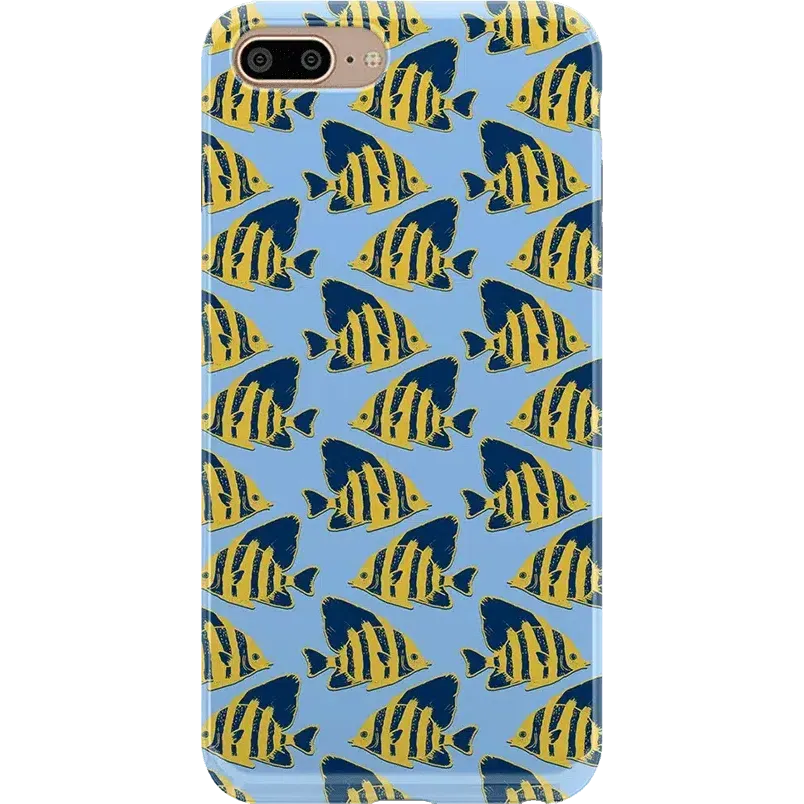 Hot Deal Something's Fishy | Navy Blue & Yellow Fish Print Case  Almost Gone!