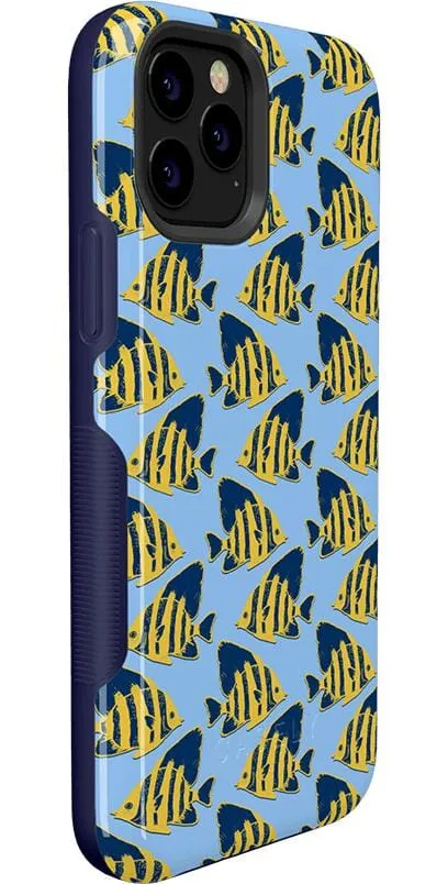Hot Deal Something's Fishy | Navy Blue & Yellow Fish Print Case  Almost Gone!