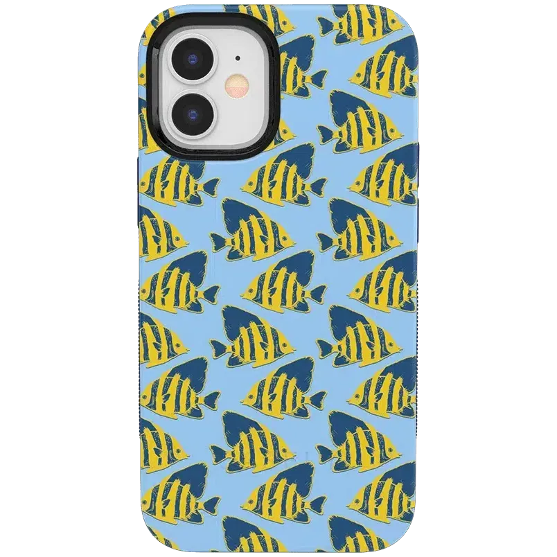 Hot Deal Something's Fishy | Navy Blue & Yellow Fish Print Case  Almost Gone!