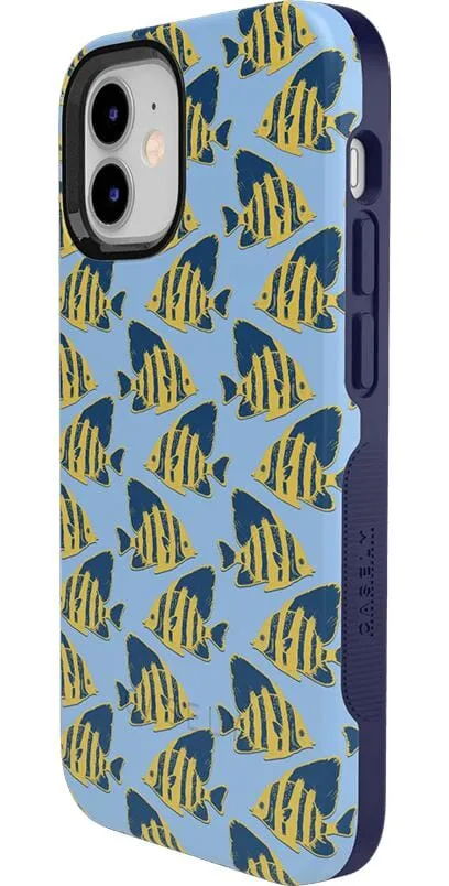 Hot Deal Something's Fishy | Navy Blue & Yellow Fish Print Case  Almost Gone!