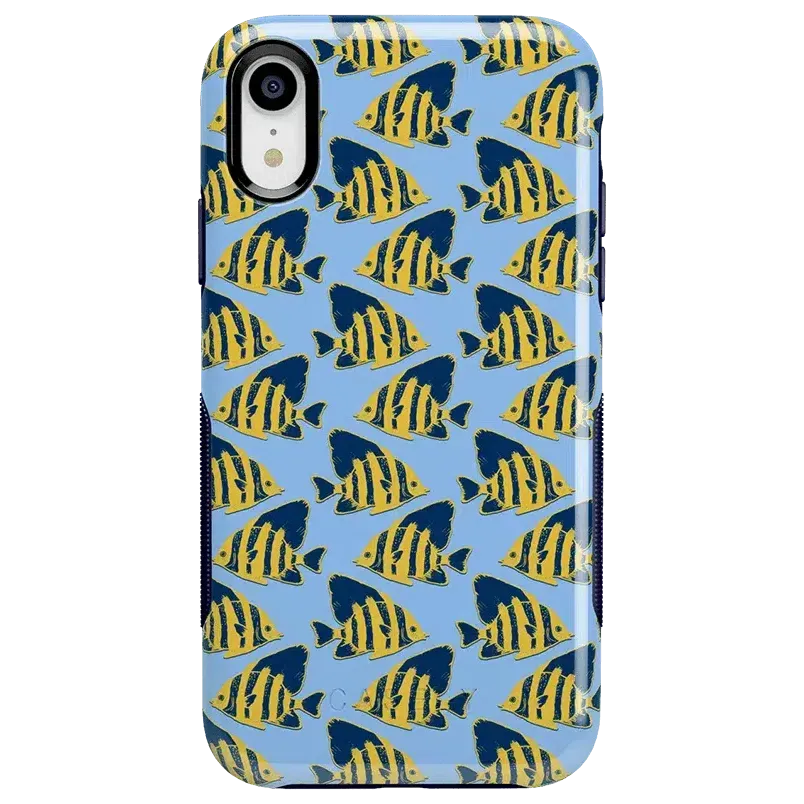 Hot Deal Something's Fishy | Navy Blue & Yellow Fish Print Case  Almost Gone!