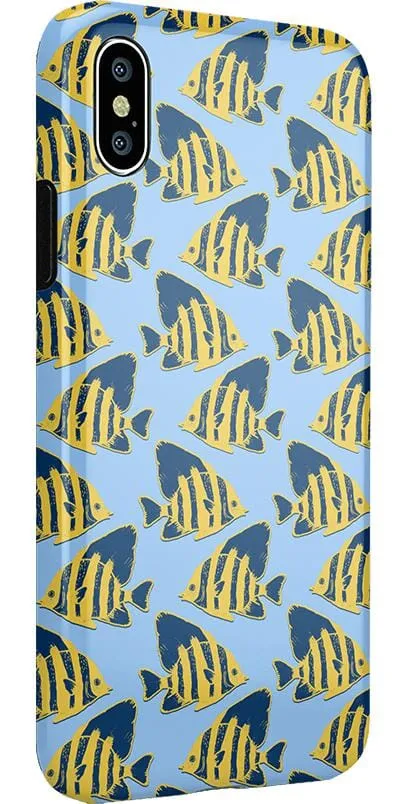 Hot Deal Something's Fishy | Navy Blue & Yellow Fish Print Case  Almost Gone!