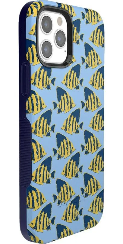 Hot Deal Something's Fishy | Navy Blue & Yellow Fish Print Case  Almost Gone!