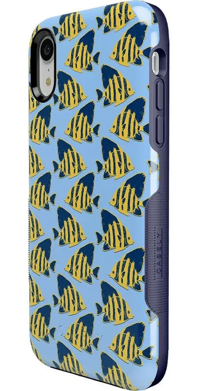 Hot Deal Something's Fishy | Navy Blue & Yellow Fish Print Case  Almost Gone!